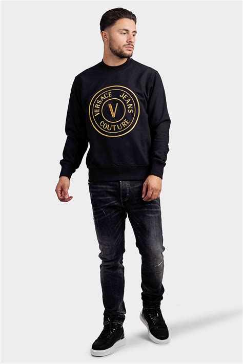 versace jeans sweater zwart goud heren|Versace Jeans couture.